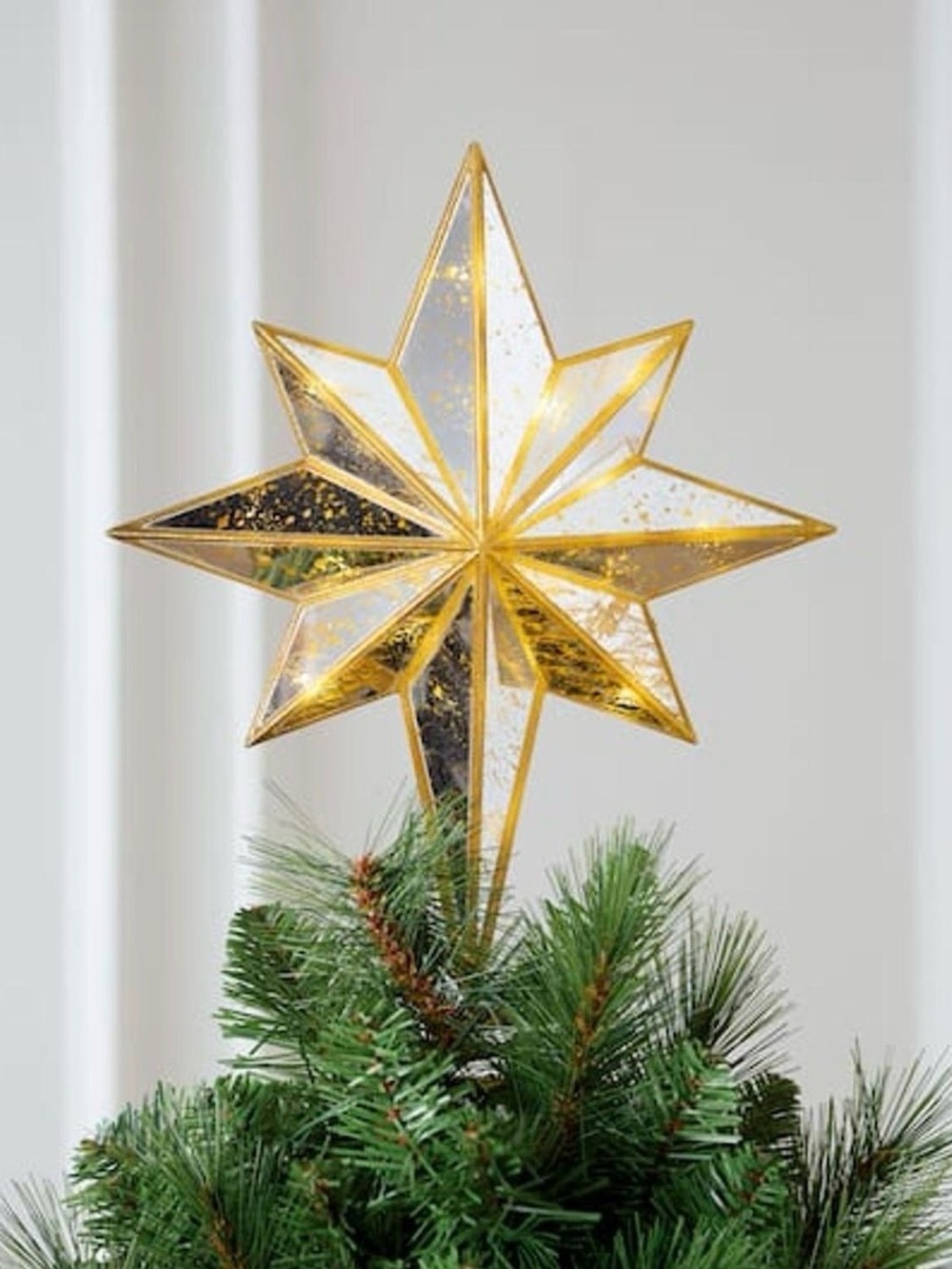 Ashland Gold Mirrored Eight-Point Star Tree Topper